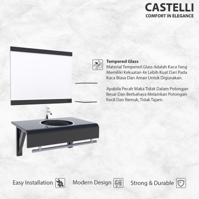Glass Basin 1 Set Castelli Tempat Wastafel 1 Set Dengan Kaca - 1390565-BL