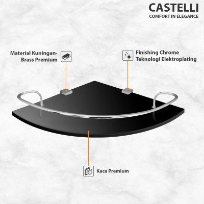 Rak Sudut Kamar Mandi Castelli Ambalan Kamar Mandi Corner Glass Shelf - 1446770 4026770