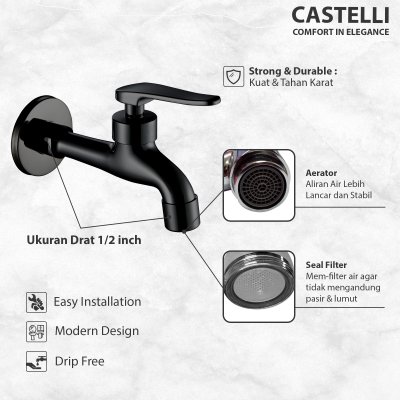 Keran Dinding Castelli Kran Tembok Kamar Mandi Panjang - 1445373