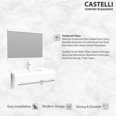 Glass Basin 1 Set Castelli Tempat Wastafel 1 Set Dengan Kaca - 1390565-WH