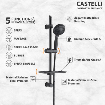 Shower Bar Castelli Shower Bar 1 Set Dengan 5 Fungsi Hand Shower - 1456061