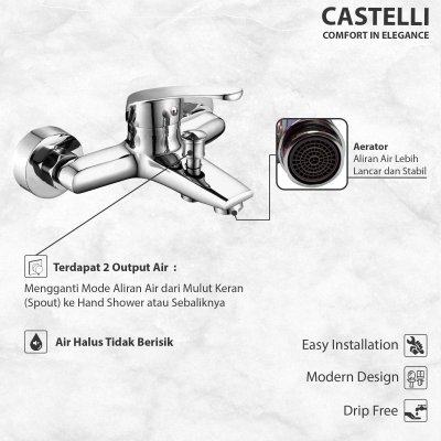 Kran Shower Panas Dingin Castelli Single Handle Bath Shower-1506583