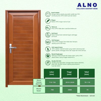 Pintu Kamar Mandi Alno Pintu Toilet UPVC Wood - 237PU05