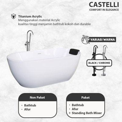 Bathtub Reine 30011 Free Standing Castelli  Kamar Mandi BathTub Acrylic