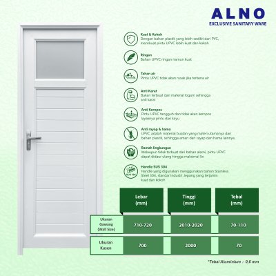 Pintu Kamar Mandi Alno Pintu Toilet UPVC Whte - 237PU03