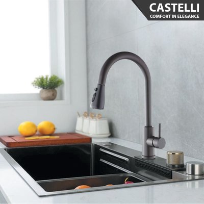 Keran Dapur Castelli Kran Tarik Luxurious Single Handle Pull Out - 1186553-GM