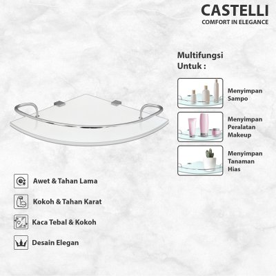 Rak Sudut Kamar Mandi Castelli Ambalan Kamar Mandi Corner Glass Shelf - 1446770 4026770