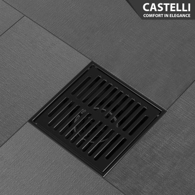 Floor Drain Castelli Saringan Pembuangan Air Kamar Mandi Black Matte - 1445139-BL