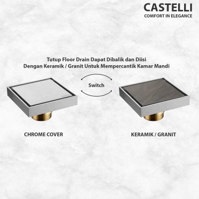 Floor Drain Castelli Saringan Pembuangan Air Kamar Mandi Model Persegi - 1445141