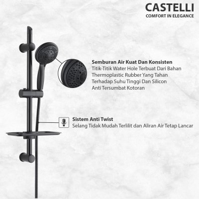 Shower Bar Castelli Shower Bar 1 Set Dengan 5 Fungsi Hand Shower - 1456061