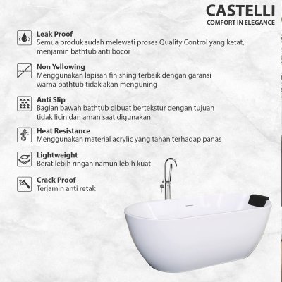 Bathtub Reine 30011 Free Standing Castelli  Kamar Mandi BathTub Acrylic