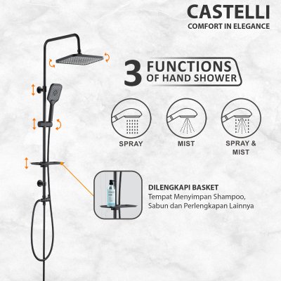 Rain Shower Castelli  Single Handle Rain Shower Set - 1456586-BL