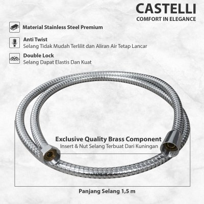 Rain Shower Castelli Single Handle Rain Shower Mixer Set Dengan 3 Fungsi - 1496582-CR