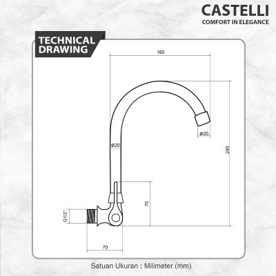 Keran Dapur Castelli Kran Angsa Single Handle Sink Tap Wall - 1185363