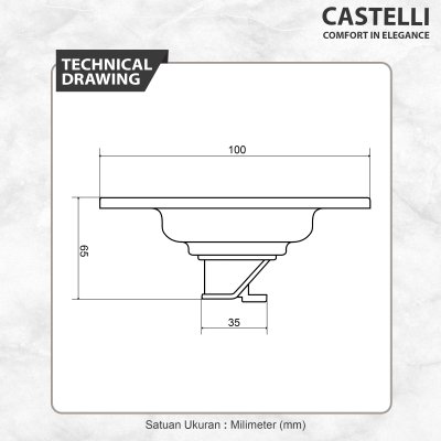 Floor Drain Castelli Saringan Pembuangan Air Kamar Mandi Black Matte - 1445139-BL