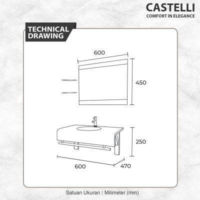 Glass Basin 1 Set Castelli Tempat Wastafel 1 Set Dengan Kaca - 1390565-WH