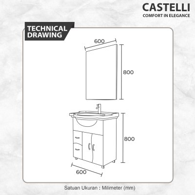 CASTELLI 1040514-WH Rak Wastafel Cuci Tangan Bathroom Cabinet