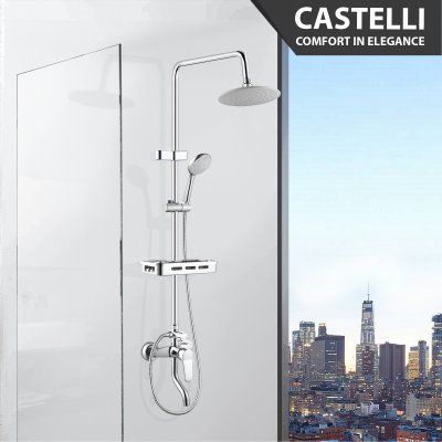 Rain Shower Castelli Single Handle Rain Shower Mixer Set Dengan 3 Fungsi - 1496582-CR