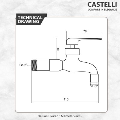 Keran Dinding Castelli Kran Tembok Kamar Mandi Single - 1445372-BL