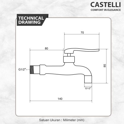 Keran Dinding Castelli Kran Tembok Kamar Mandi Panjang - 1445373