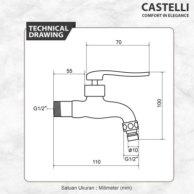 Keran Dinding Castelli Kran Tembok Hose Bib Cock - 1445370-BL
