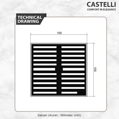 Floor Drain Castelli Saringan Pembuangan Air Kamar Mandi Black Matte - 1445139-BL
