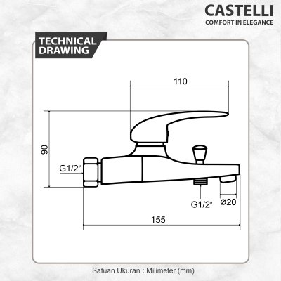 Kran Shower Panas Dingin Castelli Single Handle Bath Shower-1506583