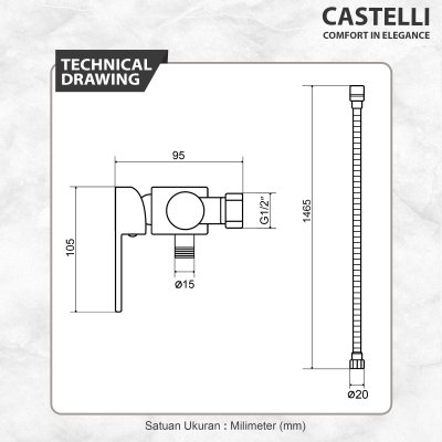 Kran Shower Castelli Single Handle Shower Mixer 1 Set - 1506585-SET