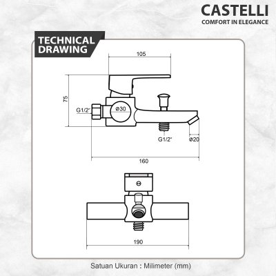 Kran Shower Panas Dingin Castelli Shower 1 Set 2 Output - 1506584