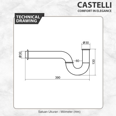 Afur Pembuangan Air Wastafel  Casteli Push Pop Up Waste + P Trap With Overflow - 1295135-HL