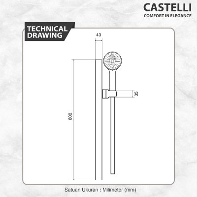 Shower Bar Castelli Shower  1 Set Dengan 3 Fungsi Hand Shower - 1186065-GM