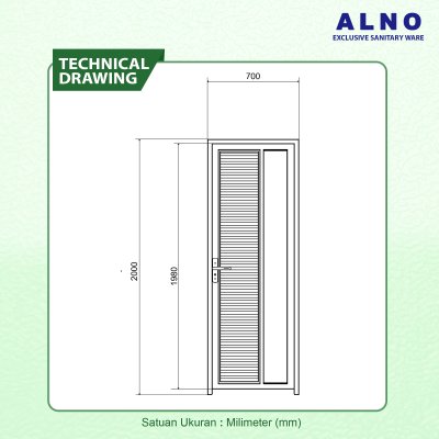 Pintu Kamar Mandi Alno Pintu Toilet Alumunium Grey - 237PA19