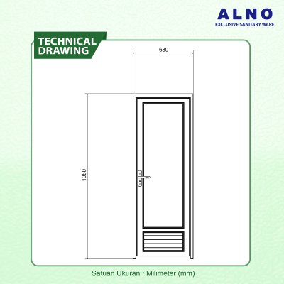 Pintu Kamar Mandi Alno Pintu Toilet Alumunium Whte - 237PA15