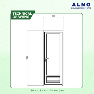Pintu Kamar Mandi Alno Pintu Toilet Alumunium Mahogany - 237PA16