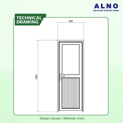 Pintu Kamar Mandi Alno Pintu Toilet Alumunium White - 237PA18
