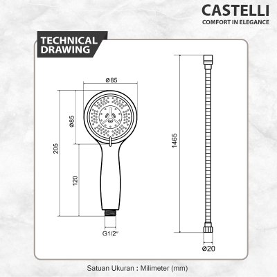 Kran Shower Panas Dingin Castelli Shower 1 Set 2 Output - 1506584