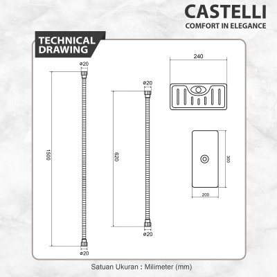 Rain Shower Castelli  Single Handle Rain Shower Set - 1456586-BL