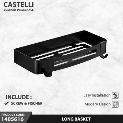 Rak Dinding Serbaguna Castelli Long Basket Elegant Matte Black - 1405616