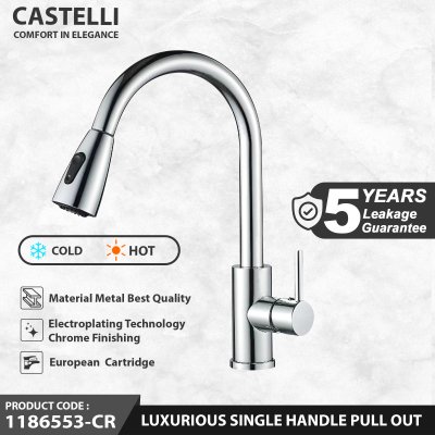 Keran Dapur Castelli Kran Tarik Luxurious Single Handle Pull Out - 1186553-CR