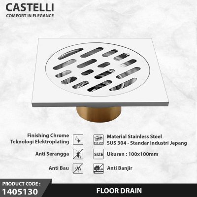 Floor Drain Castelli Saringan Pembuangan Air Kamar Mandi Chrome - 1405130