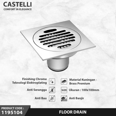 Floor Drain Castelli Saringan Pembuangan Air Kamar Mandi Chrome - 1195104