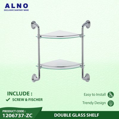 Rak Kamar Mandi 2 Tingkat ALNO Ambalan Kamar Mandi Double Glass Shelf - 1206737-ZC