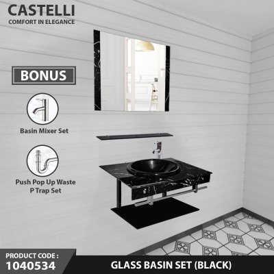 Glass Basin 1 Set Castelli Tempat Wastafel 1 Set Dengan Kaca - 1040534