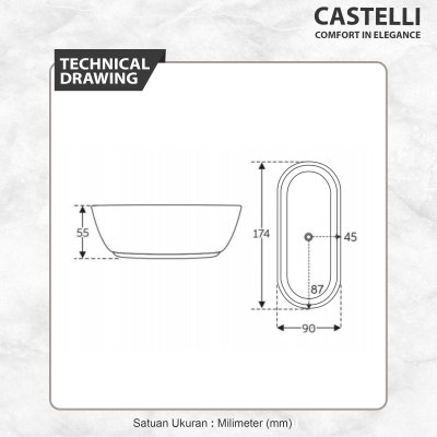 Bathtub Reine Free Standing Castelli  Kamar Mandi BathTub Acrylic