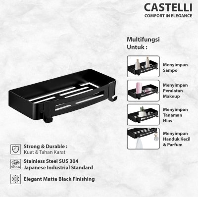 Rak Dinding Serbaguna Castelli Long Basket Elegant Matte Black - 1405616