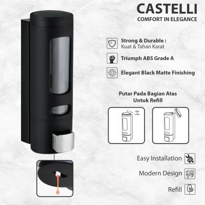 CASTELLI 1376770-BL Dispenser Sabun Cair Tempat Sabun Cair Single Soap Dispenser