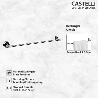 Gantungan Handuk Castelli Gantungan Handuk Kamar Mandi Single Towel Bar - 1195660