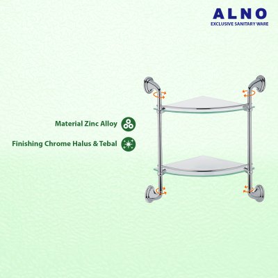 Rak Kamar Mandi 2 Tingkat ALNO Ambalan Kamar Mandi Double Glass Shelf - 1206737-ZC