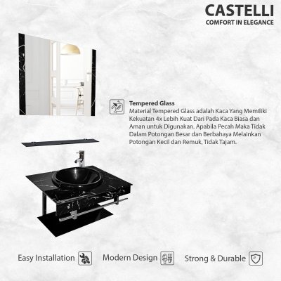 Glass Basin 1 Set Castelli Tempat Wastafel 1 Set Dengan Kaca - 1040534