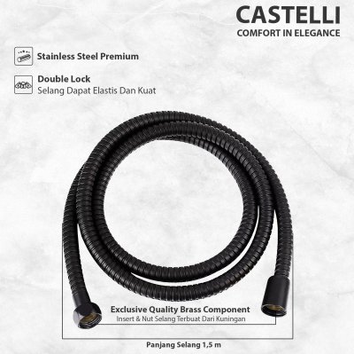 Rain Shower Castelli Single Handle Rain Shower Mixer Set Elegan Black Series - 1186579